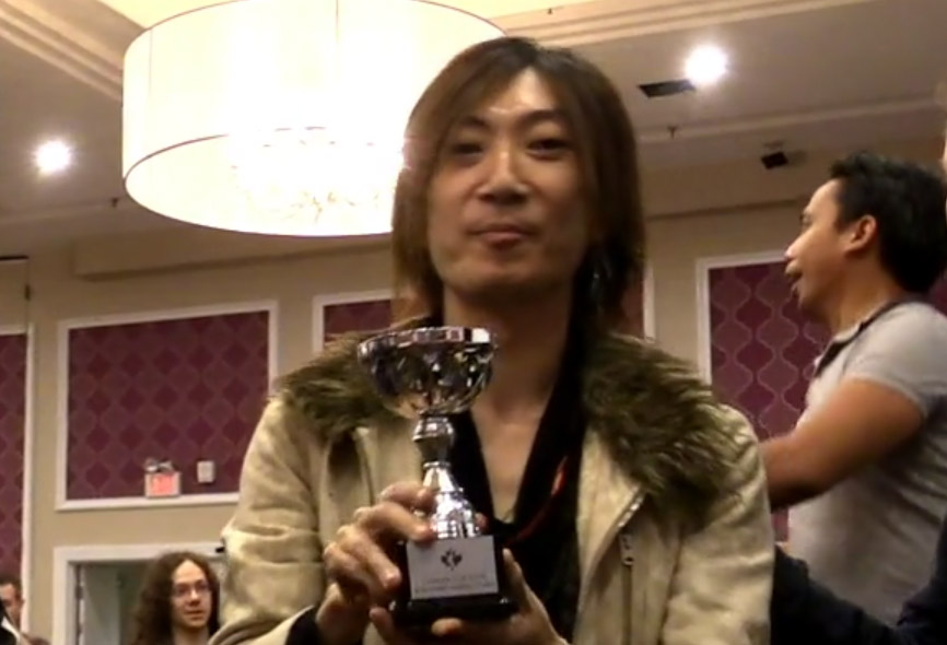 Mattsun holding the championship trophy for winning Canada Cup